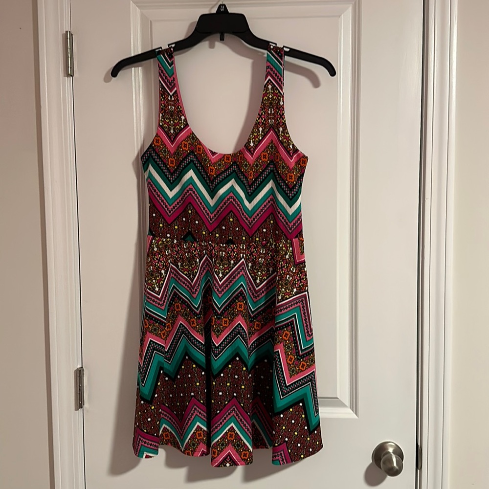 Blue Rain Dress Size L Sleeveless A-List Mini Colorful